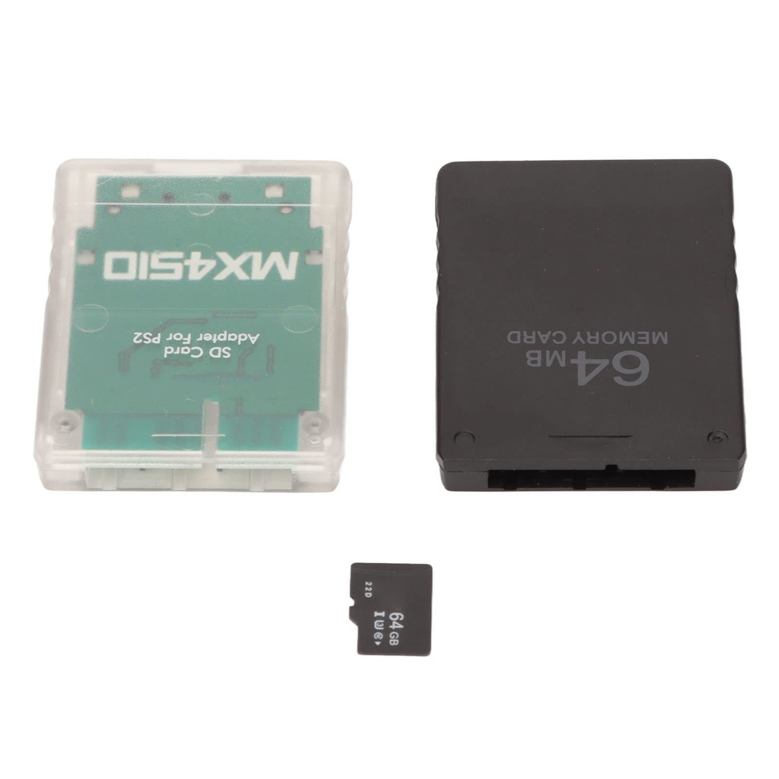 Adattatore Stabile per Lettore di Schede di Memoria con Scheda da 64 GB e FMCB per Console Gioco Bianco Trasparente Durevole (Console grasse)