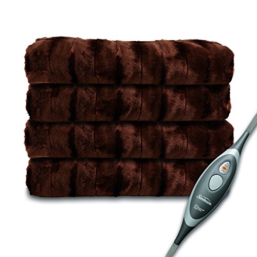 Sunbeam Faux Fur Heated Throw, Walnut