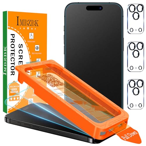 IMBZBK [Auto-Dust Removal] 3 Pack Matte Screen Protector for iPhone 17 Pro Max [Military Grade...