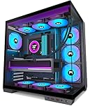 HYXN H1 ATX PC Case-Pre-Installed 7 PWM ARGB Fans, Dual Chamber Mid-Tower Gaming PC Case, with Type-C, Simultaneous Installation of 3x 360mm Radiators, Black (Black, H1)