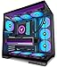 Produktbild HYXN H1 ATX PC Gehäuse  Vorinstallierte 7 PWM ARGB Lüfter, Dual Kammer Mid Tower Gaming PC Gehäuse, mit Type-C, gleichzeitige Installation von 3X 360 mm Kühler (schwarz, H1)
