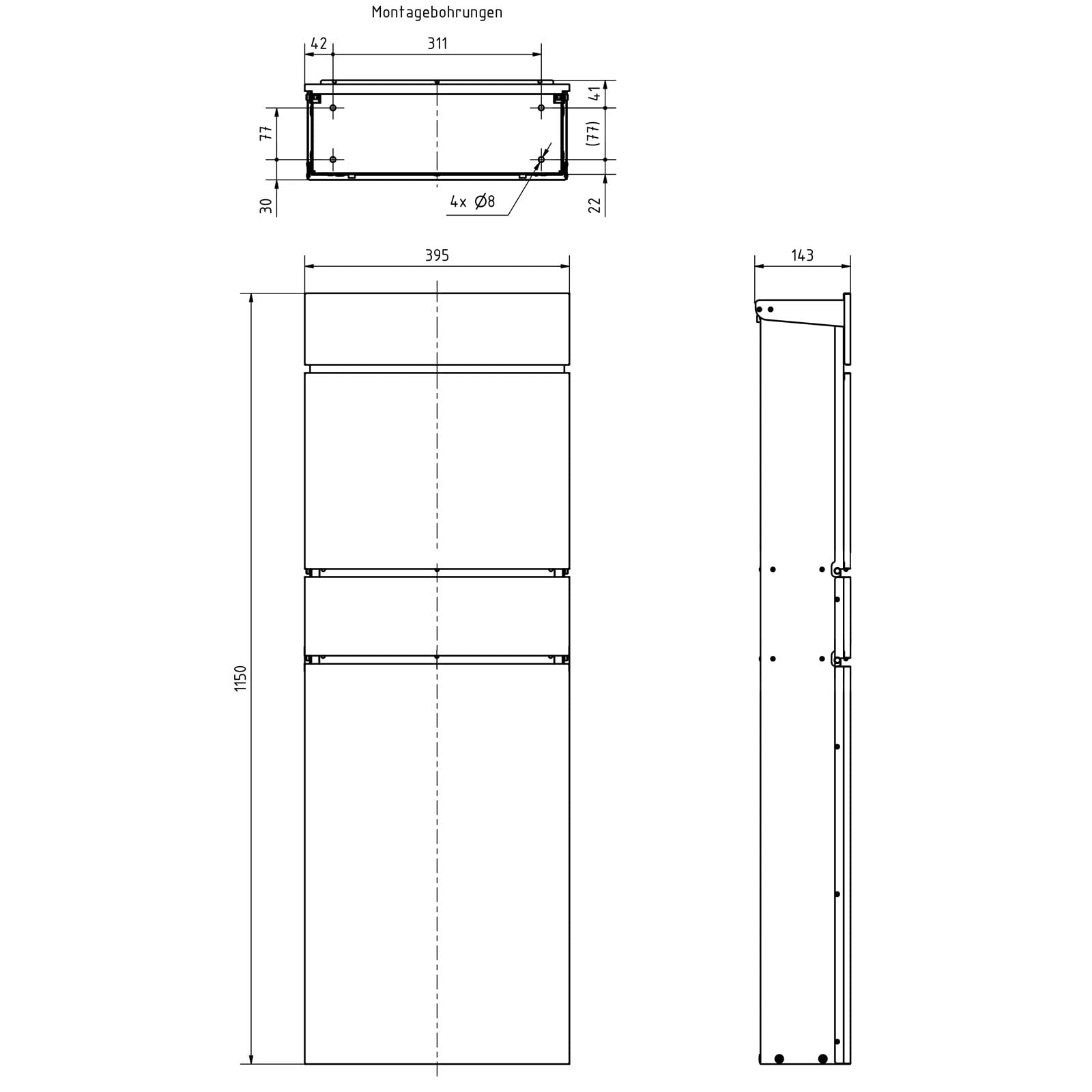 Standbriefkasten LESSING Edition mit Zeitungsfach - Design Elegance 1 (RAL 7016 anthrazitgrau)