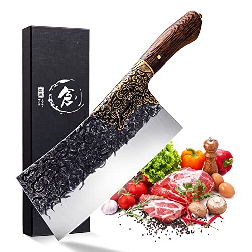 DRGSKL Meat Cleaver Knife Hand Heavy Duty Bone Chopper Full Tang