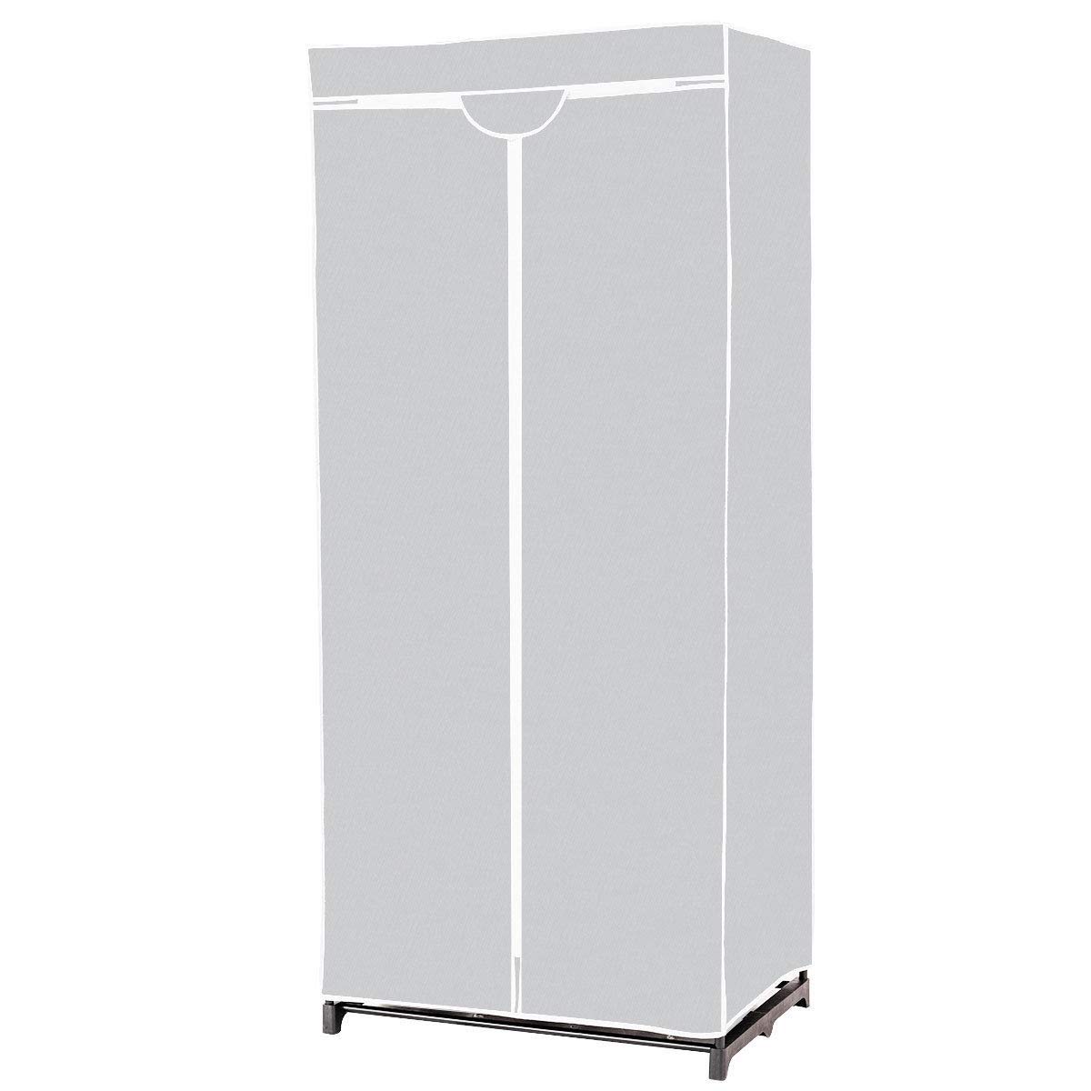 COSTWAY Armadio in Tessuto Armadio Cabina Pieghevole con Asta Appendiabiti, Vari Colori Disponibili, 75 x 50 x 170cm (Grigio)