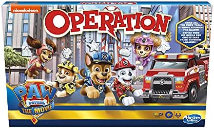 Hasbro Operation Game: Paw Patrol The Movie Edition Board Game for Kids Ages 6 and Up, Nickelodeon Paw Patrol Game for 1 or More Players, English and French Bilingual