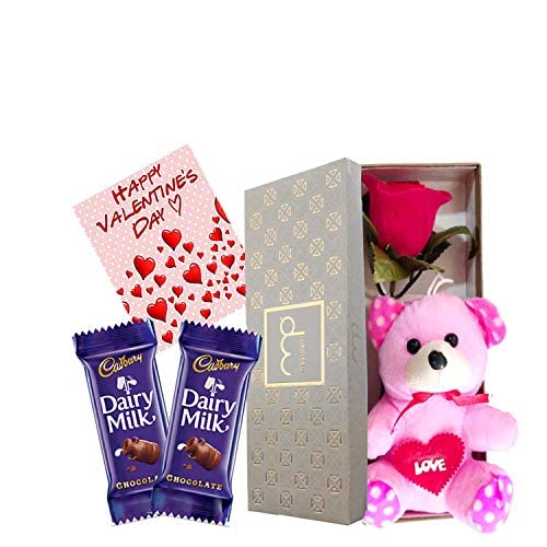 Maalpani Chocolate Hamper Gift Box For Valentine Day - Rose Day ? Chocolate Day ? Teddy Day | Chocolate and Teddy Bear With Artificial Rose Gift | Gift For Her/Him Boys Girls Friends Husband Wife