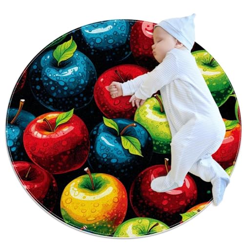 Tapis de salle de bain rond antidérapant 1m de diamètre motif fruits