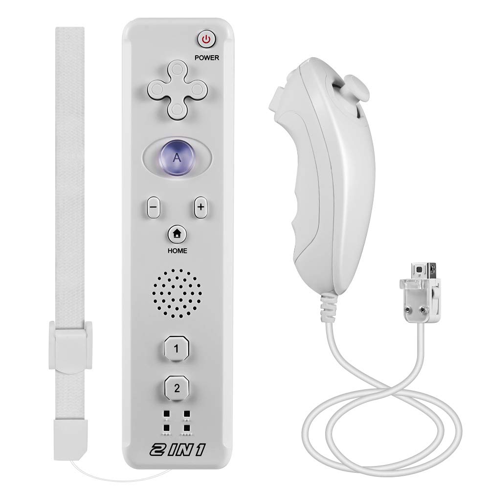 LUXMO PREMIUM 2 in 1 Wii Nunchuck Controller with Motion Plus,Remote Controller and Nunchuk Controller for Wii Wii U Console (Remote + Wii controller)