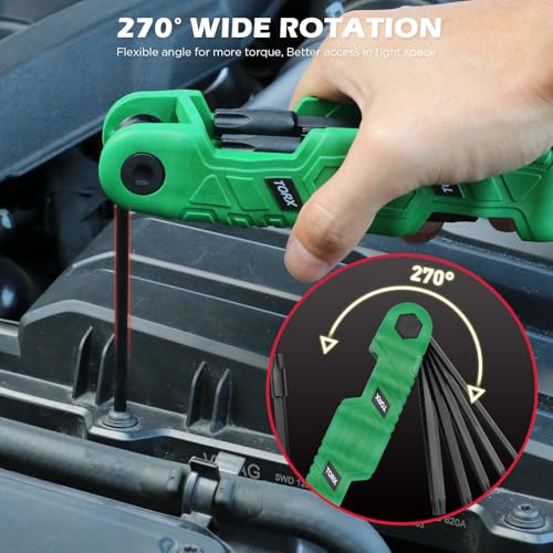 11-Piece Large Folding Torx Key Set (T9–T55), Heavy Duty Folding Star Wrench Set, Portable Tool for Archery, Bike Repair, Furniture, and Basic Home Maintenance