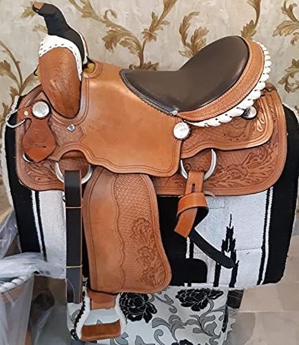 SUPREME SADDLERY Pony and Adult Leather Premium Classic Quality Handmade Horse Saddle Comfort Western Barrel Racing Trail Equestrian Horse Saddle Size 10" to 18" inches Seat MO2 (12 Inches Seat)