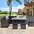 LOUVIXA Patio Furniture Set, 7 Pieces Patio Dining Sets, All Weather Outdoor Wicker Conversation Loveseat Set with Dining Table, Ottoman (227-navy)