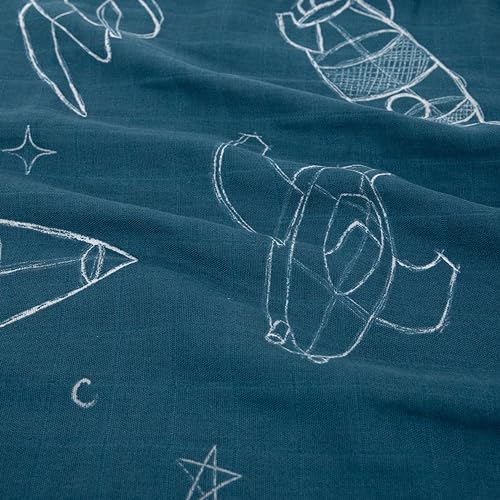 Image of Little Unicorn Standard Pillowcase 2 Pack | Super Soft & Breathable Muslin Fabric | Snug Envelope Closure | for Crib and Toddler Bed (Blast Off)
