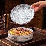 TuYines Ceramiczne głębokie talerze obiadowe, zestaw 4 sztuk we wzory, 20 cm, ceramiczne talerze deserowe, zestaw talerzy sałatkowych, zestaw zastawy stołowej do misek na makaron i ramen, bezpieczne w