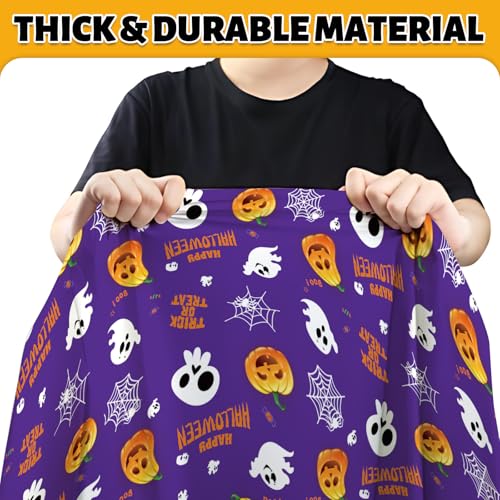 Image of ATFUNSHOP 4 Packs Halloween Tablecloth Disposable Table Cover 54X108 Halloween Decorations Kids Birthday Party Decor for Kids, Spooky Waterproof Spillproof Table Cloth - Perfect for Dinner