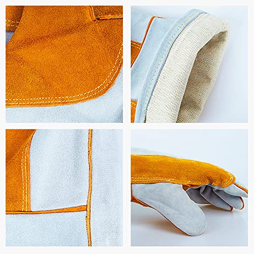 Dsmart Tig Mig Stick Welding Gloves Kevlar Stitching Fire Proof Leather Gloves For Fireplace Pets Handling 14" Medium #TOP6