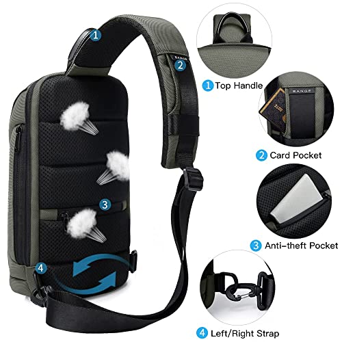 Image of BANGE Sling Bag for Men,Shoulder bags Crossbody Sling Backpack for Men and Women, Green, Durable