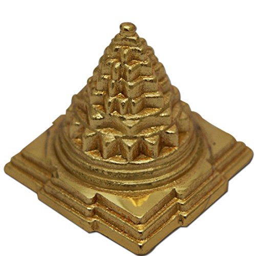 IndianStore4All Blessed & Energized SHRI SRI MERU Yantra en latón puro y oro pulido, para poderes espirituales de 5 cm aproximadamente