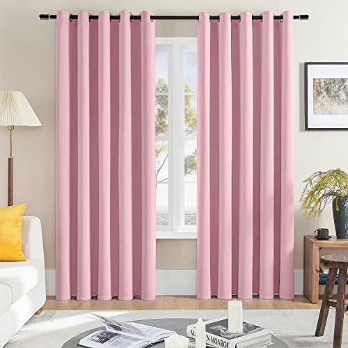 Rutterllow Blackout Curtain 84 Inch Length 2 Panels Set - Room Darkening Thermal Insulated Noise Reduction Privacy Window Treatment Drapes, Grommet Pink Curtains for Bedroom/Living Room/Patio
