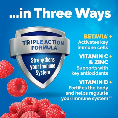 emergen-c immune triple action immune support powder betavia r 1000mg vitamin c b vitamins vitamin d and antioxidants raspberry back to school essentials  30 count