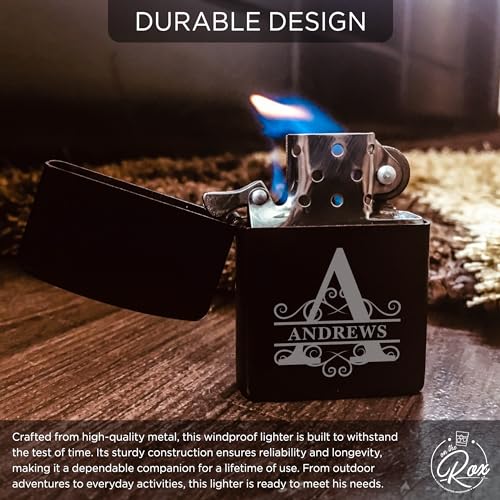 Encendedor negro personalizado con monograma grabado miniatura 5