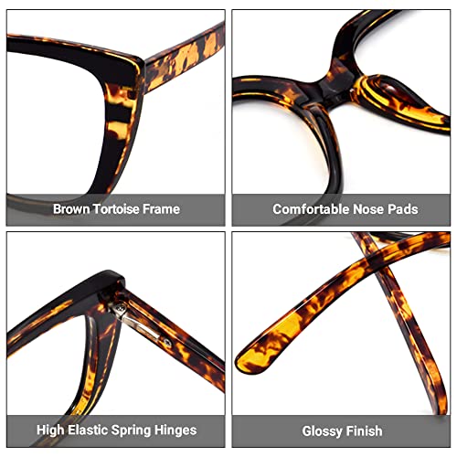 Zeelool Stylish Oversized Square Blue Light Blocking Glasses Computer Gaming Eyewear For Women Brenda Zop02126-02 Tortoise #TOP2