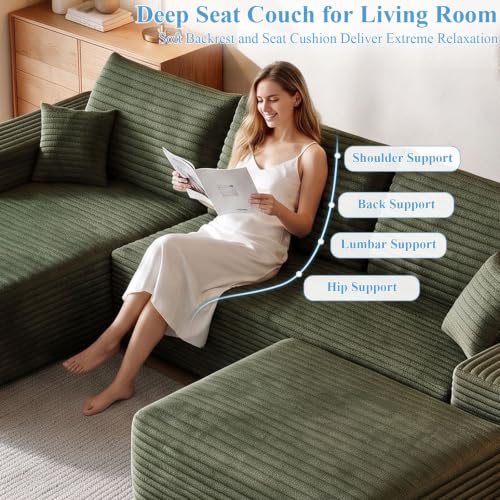 Image of Boneless Cloud Sectional Couch Modular Sofa with Ottoman for Living Room