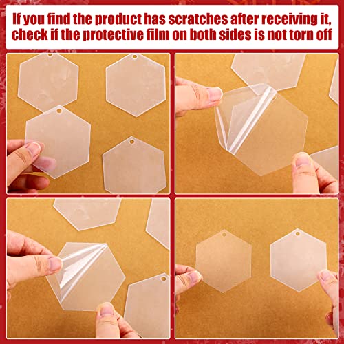 Jetec JETEC-CLEAR-IKEMN1 48 Pcs Clear Acrylic Christmas Ornament Clear Christmas Acrylic Blanks Ornaments Diy Christmas Tree Acrylic Tags thumb #2