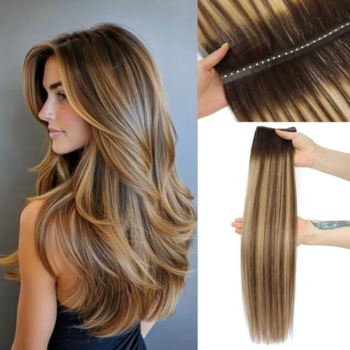 OVO Double PU Weft Hair Extensions Human Hair Ombre Brown