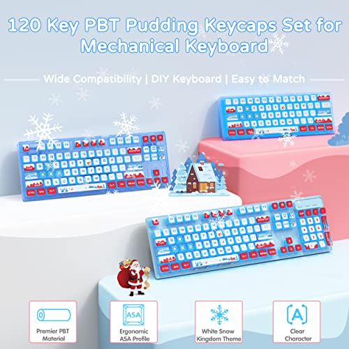 MAMBASNAKE 120 Kluczy PBT Pudding Zestaw Nasadek Klawiszy,Profil ASA,Sublimacja Barwnika,Układ ANSI US Dla Klawiatury Mechanicznej,Kompatybilny z Przełącznikami Cherry MX Gateron Otemu Kailh