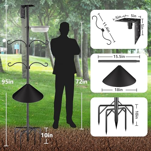 Bird Feeder Pole Stand,95 Inch House Pole for Outdoors Weather Station,Heavy Duty Metal Mount Kit Adjustable Multifunctional Bird Feeder Stand - Image 3
