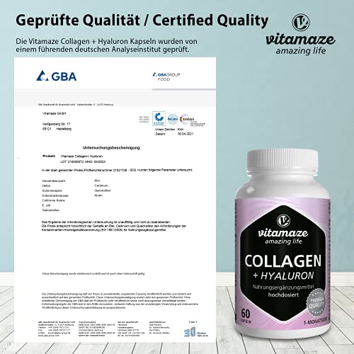 Hyaluron-Kollagen-Kapseln von Vitamaze – Collagen Kapseln im Vergleich