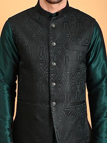 Image of Uri and MacKenzie Men's Silk Blend Kurta Pajama with Designer Ethnic Nehru Jacket /Modi Jacket