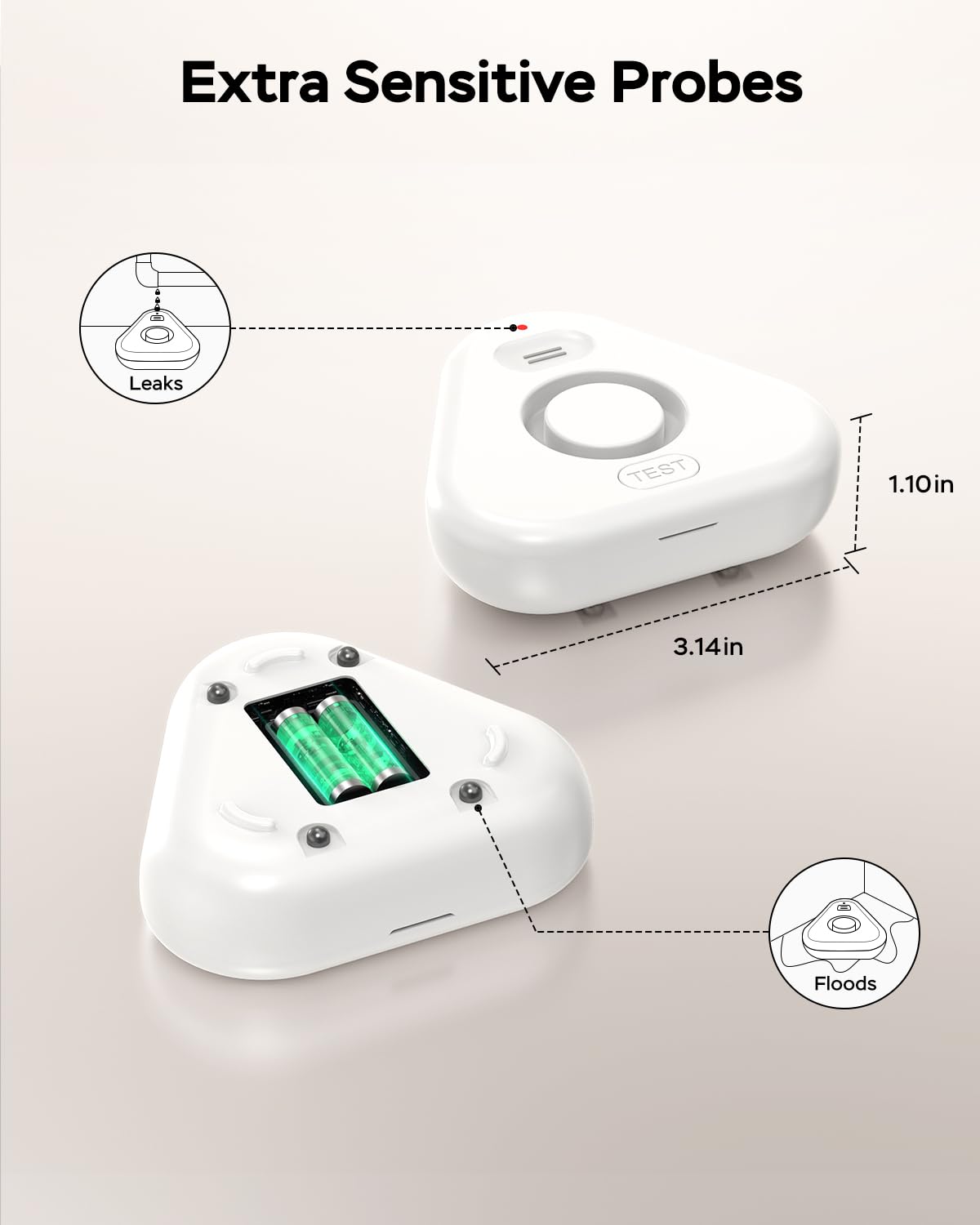 Sensore di rilevazione dell'acqua, rilevatore di perdite d'acqua per la casa con avvisi app, allarme acqua con allarme regolabile 120 dB, nessun hub richiesto (supporto 2,4 G)