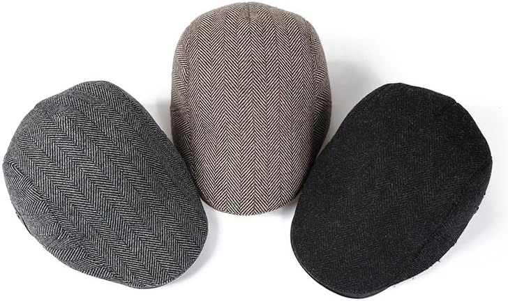 [BSKUAJH] 厚手の耳あて付きニュースボーイキャップ メンズ 冬 ウール 暖かさ ピークキャップ アーティストベレー帽