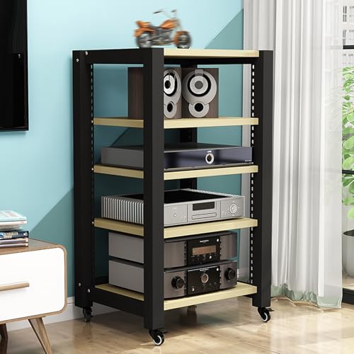 Wytrzymała, Mobilna Szafka Na Sprzęt Audio Z Kółkami – 3-Poziomowa, Regulowana Podstawka Pod Gramofon, Konsolę Do Gier, Odtwarzacz Dvd – Organizer Do Centrum Rozrywki