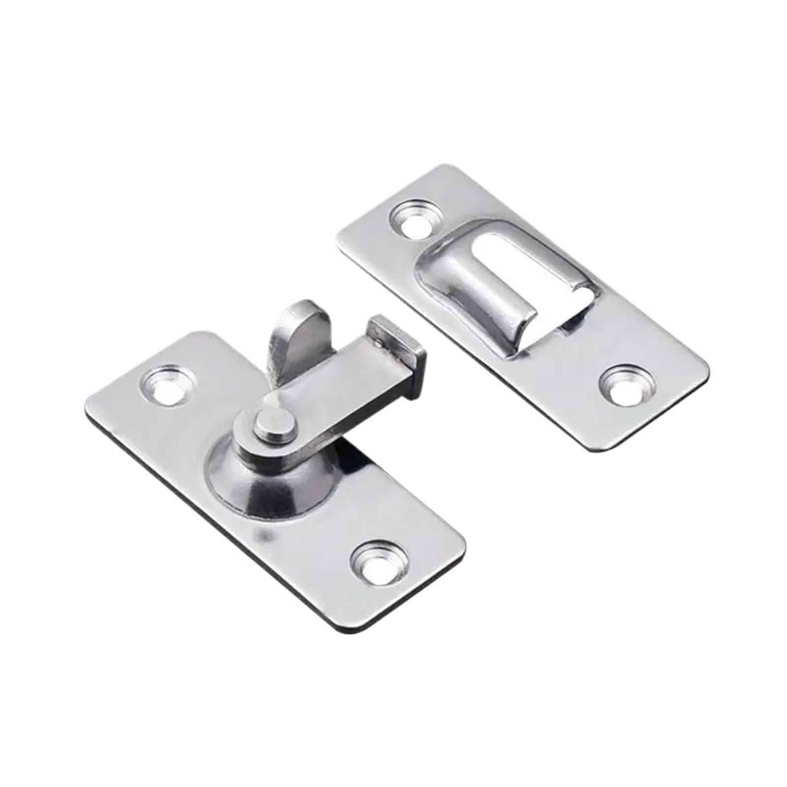 Wuyxto Sliver 2Pcs Door Lock 90 Degree Barn Latch Bolt Stainless Steel Hook Window Cabinet Locks Right Angle Sliding Gate Hardware For Interior(Sliver)