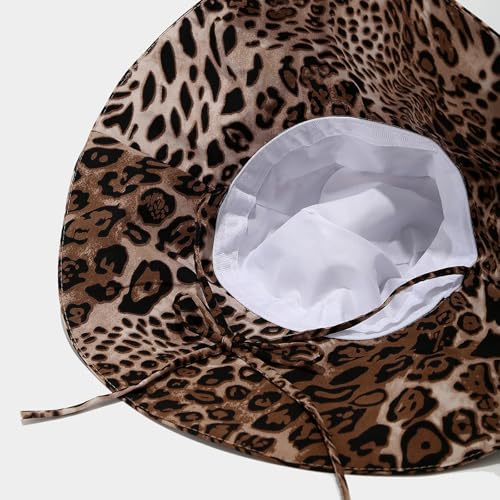 Sombrero de sol leopardado con ala ancha para mujer miniatura 3