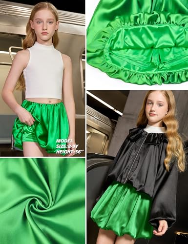 Image of Perfashion Girls Bubble Skirt Metallic Puff Balloon Cute Mini Skorts Dance Outfits with Shorts 4-13Y
