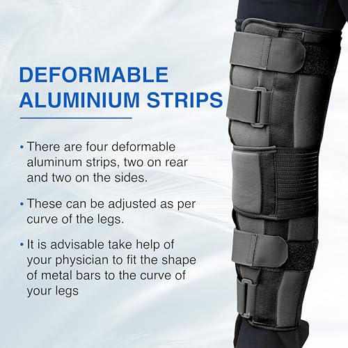 Image of Wonder Care Knee Immobilizer Cotton Brace Support Dislocation Injuries Ligament Tear Wraparound Stabilizer Splint For Men & Women (19 Long) (Xxl)