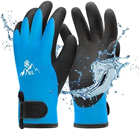 100% Waterproof Gloves for Men and Women, Winter Work Gloves for Cold Weather, Touchsreen, Thermal Insulated Freezer Gloves, With Grip, Blue, Medium