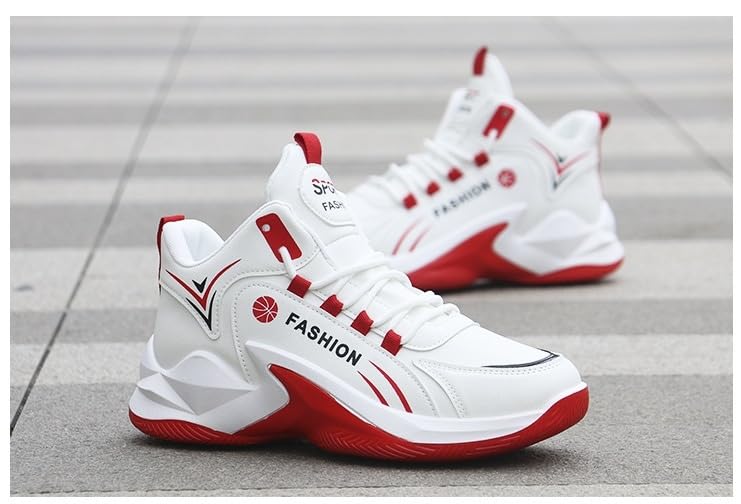 Męskie wysokie buty do koszykówki są oddychające, antypoślizgowe, odporne na zużycie i amortyzujące, idealne do uprawiania sportów na świeżym powietrzu(Red,43 EU)