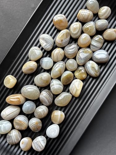 Image of Tumbled Stones, Natural Crystal Healing Stones, Home Office Decor, Aquarium Decorative Pebbles, Vase Fillers (Botswana Agate, 200)