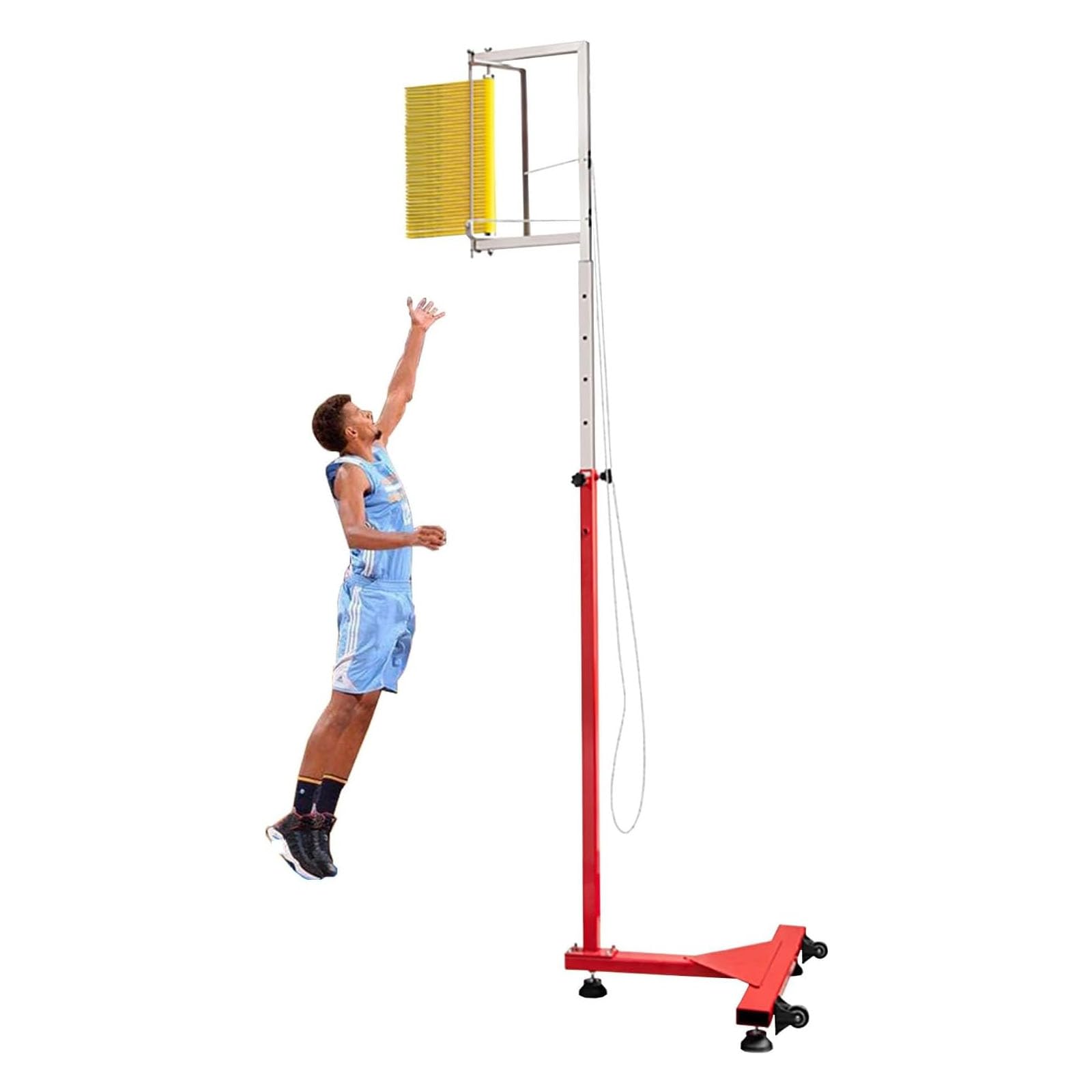 Fitness Jumping Height Training Aid dla dorosłych, urządzenie do pomiaru wysokości skoków z ruchomymi kółkami, tester zdolności do skakania w pomieszczeniach, regulowana wysokość, żółty - 1,4