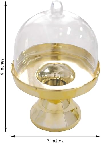Miniatura 3 de Efavormart - Paquete de 12 soportes dorados para cupcakes de 4 pulgadas, soporte de placa de exhibición de dulces con cúpula para bodas, tarros de