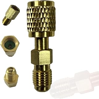 R32 R454B Refrigerant Brass Adapter,1/4" Female to 1/4" Male Reverse Thread Fitting, Suitable for A2l R454b/R32 Storage Tank Cylinders,5PCs