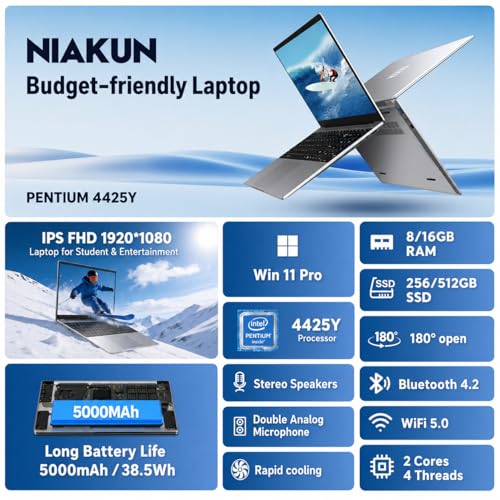 Image of 2026 Laptops Computer,15.6 inch Windows 11 Pro Laptop with Office 365 included,16GB RAM 512GB SSD,Intel Pentium Process,6H Battery,Mini HDMI,cam|Mic,Portable Thin Lap Top for College Student Business Work