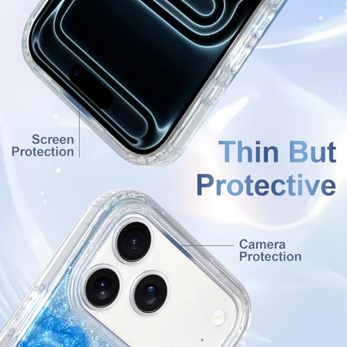 Image of AIGOMARA Cute Case for iPhone 17 Pro Max Case for Women Girls [Compatible with Magsafe] Translucent Sea Pattern Design, Aesthetic Girly Summer Magnetic Protective Phone Cover, Ocean Blue