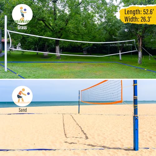 DDVLG Beach Volleyball Lines for Sand or Grass, 2inch Sand Volleyball Boundary Lines for Beach Court 26.3'x52.6' [Doubles 2V2], Highly Visible, All-Weather, with Metal Anchors & Sand Bags - Blue - image 6
