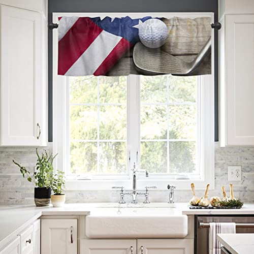 Meet 1998 Valance Curtains For Kitchen Windows Golf American Flag Wooden Window Valances Sports Window Treatment Rod Pocket Valance For Bedroom Bathroom Laundry Room 54X18 Inch, 1 Panel #TOP1