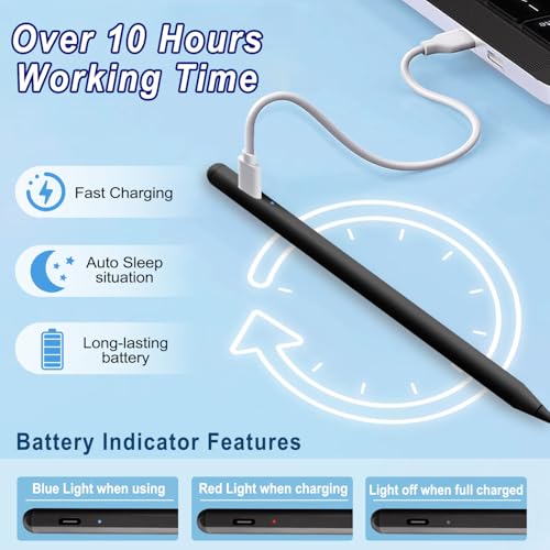 Image of Stylus Pen for iPad Apple: Fast Charge for iPad Pencil Apple Pen with Palm Rejection Tilt Sensitivity - Pen for iPad 10 /9 /8 /7 /6, iPad Pro 12.9 inch /11 inch /13 inch M4, iPad mini 6 /5, iPad Air 5 /4 /3 /M2 Black
